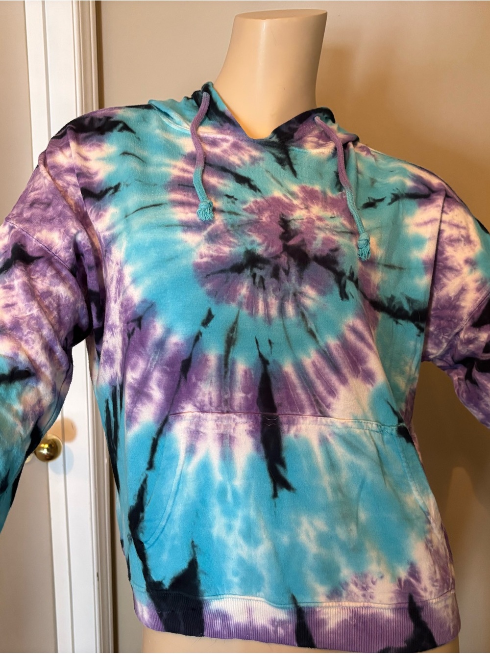 Harlow Tie-Dye Hoodie Sweatshirt - Turquoise, Purple & Black